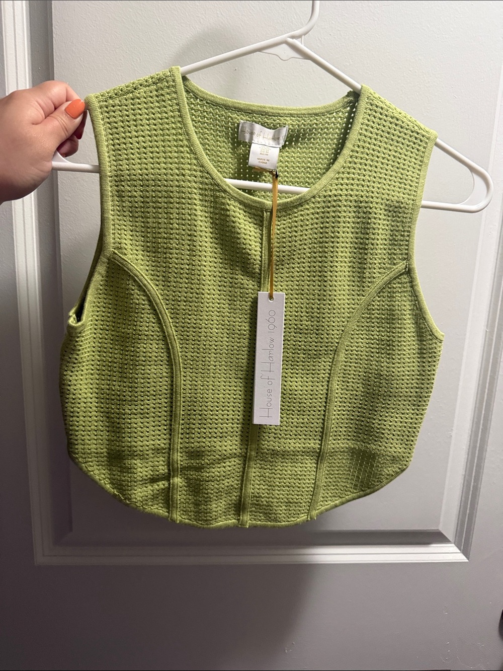 House of Harlow 1960 Lime Green Textured Cropped Tank Top